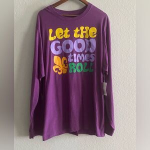 Mardi Gras Collection NEW Men Long Sleeve Shirt Purple Heather T-shirt Size 3XL